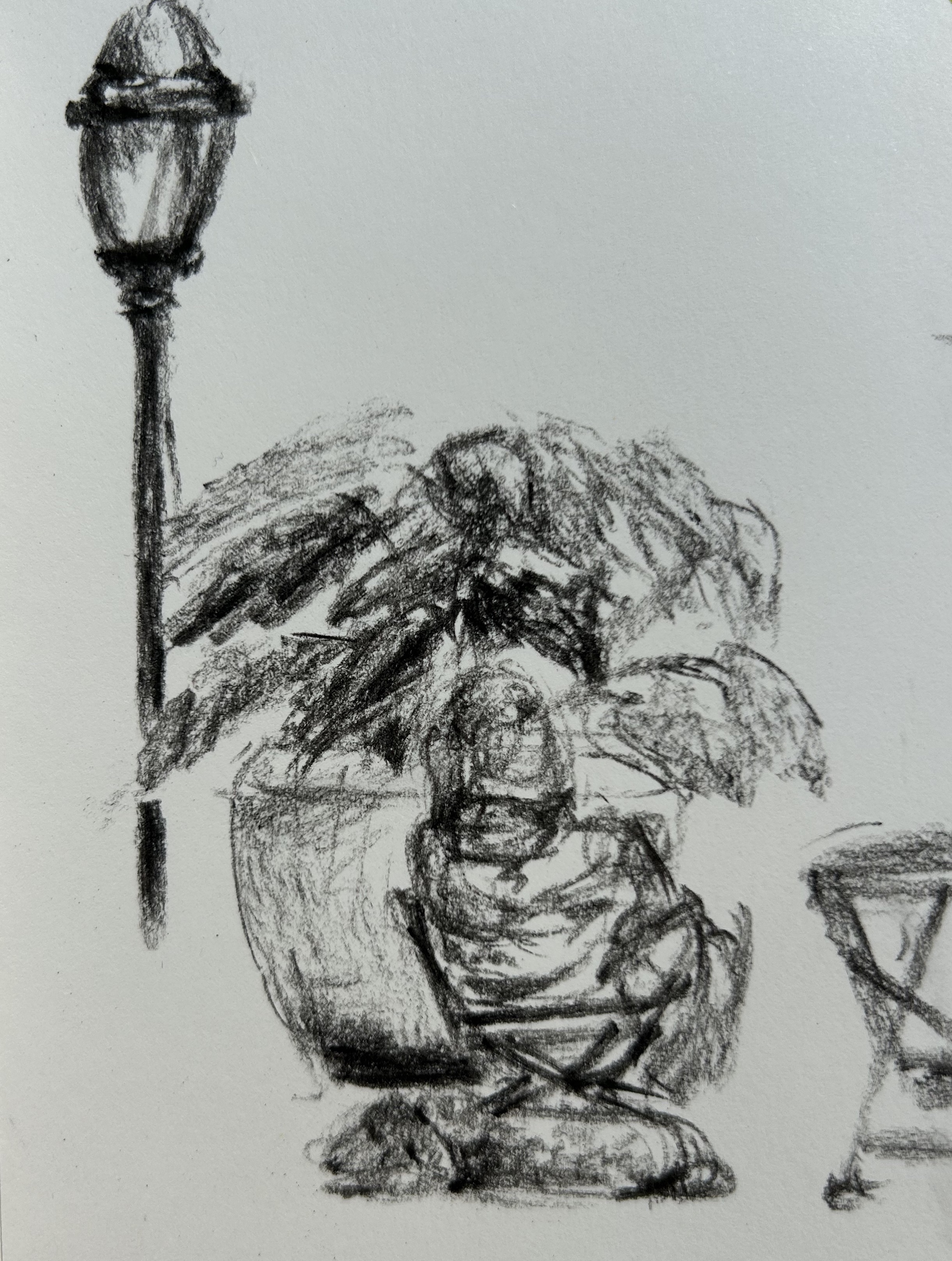 Sketch of woman with dog at Union Square